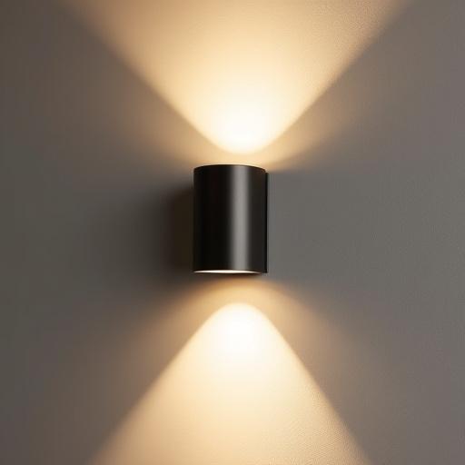 Applique da parete minimalista in metallo scuro, con luce indiretta